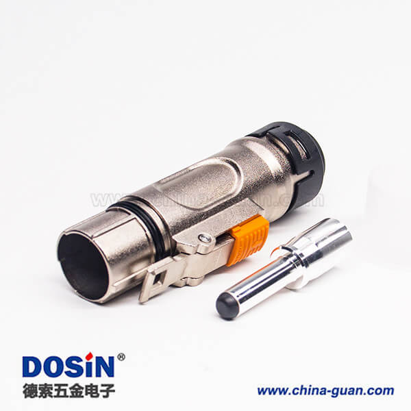 高壓互鎖金屬連接器單芯8mm直式金屬插頭帶屏蔽電流200A