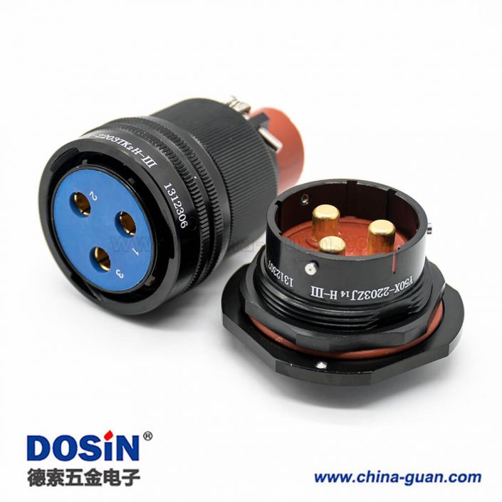 Y50X連接器22殼體號卡口連接插頭&插座3芯公母對接面板安裝焊杯直式黑色陽極化 Y50X連接器22殼體號卡口連接插頭&插座3芯公母對接面板安裝焊杯直式黑色陽極化