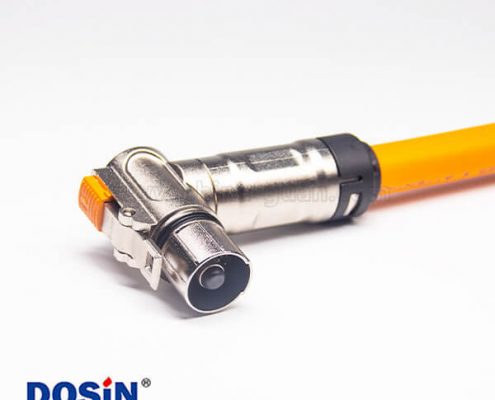 高壓插頭90°單芯金屬互鎖帶屏蔽直式轉(zhuǎn)接線25CM