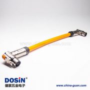 高壓插頭90°單芯金屬互鎖帶屏蔽直式轉接線25CM 高壓插頭90°單芯金屬互鎖帶屏蔽直式轉接線25CM