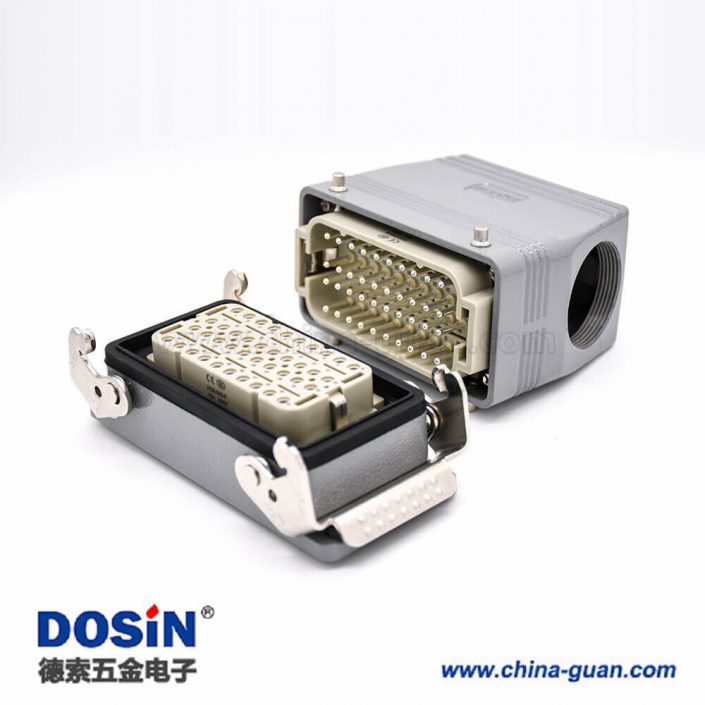 重載連接器M40鐵扣公母對(duì)接40芯高結(jié)構(gòu)斜出口開(kāi)孔安裝H16T外殼 重載連接器M40鐵扣公母對(duì)接40芯高結(jié)構(gòu)斜出口開(kāi)孔安裝H16T外殼