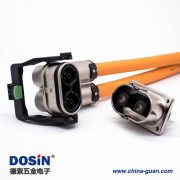 高壓互鎖插頭125A彎式2芯金屬外殼接線15CM連接線 高壓互鎖插頭125A彎式2芯金屬外殼接線15CM連接線