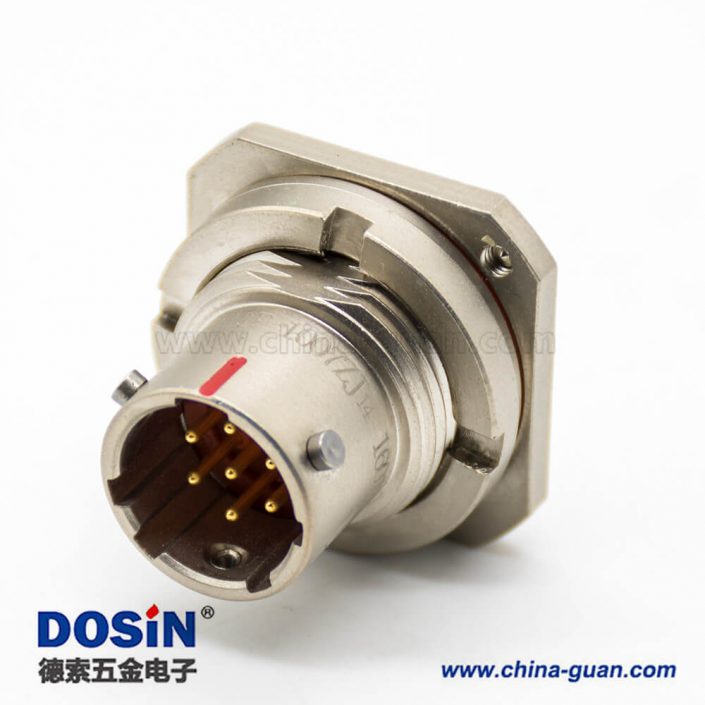 Y11P公插座7芯10殼體號前鎖板卡口連接直式螺帽拼緊式面板安裝鋁合金焊杯 Y11P公插座7芯10殼體號前鎖板卡口連接直式螺帽拼緊式面板安裝鋁合金焊杯