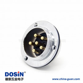 1 航空插座5芯GX40直式公插座3孔法蘭面板安裝連接器