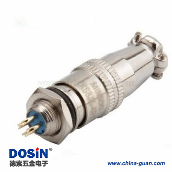 162 鍍金XS8-4芯開孔8mm 推拉式航空插頭 XS8 4P