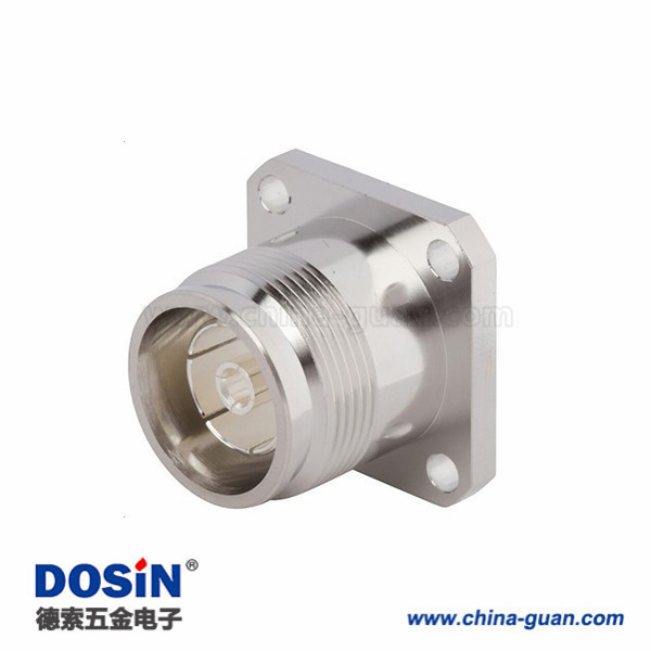 4310-connector-clamp-type-straight-female-4-hole-flange-connector 同軸連接器4.3/10四孔法蘭直式低PIM設計M3螺紋