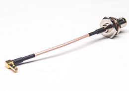 BNC轉SMB射頻線母頭直式50歐姆大六角防水前鎖板轉SMB彎式母頭接RG316線