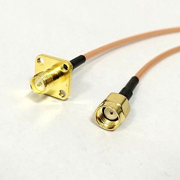 sma-connector-extension-cable-with-rp-sma-male-plug-to-rp-sma-female-4-hole-panel-mount-rg316-pigtail-cable-15cm(1) 優質的SMA反接座316線反極公頭轉反極母頭線長15CM