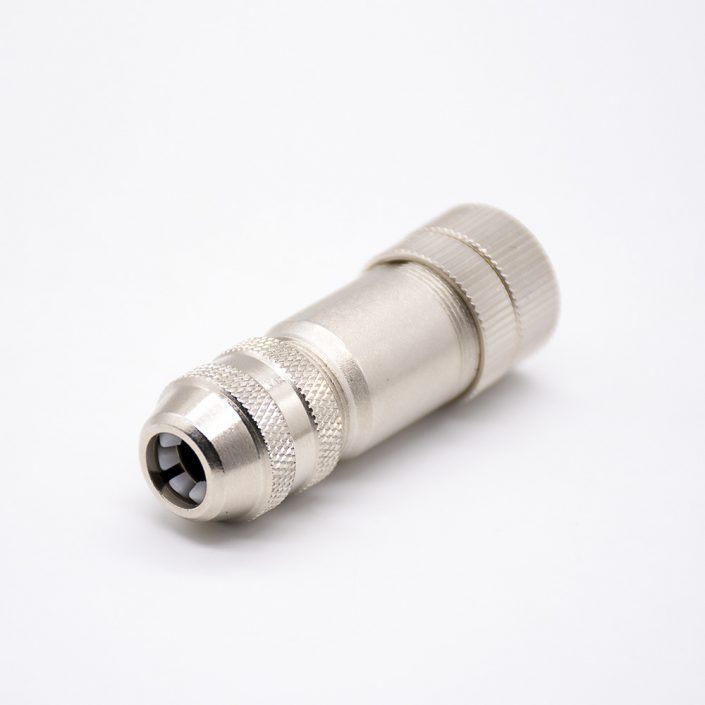 10 (2) M12現場組裝插頭B編碼5芯母直式帶屏蔽金屬外殼