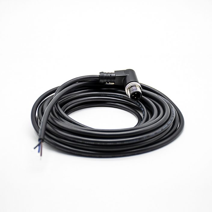 19 (2) M12連接器3芯公彎頭A型編碼帶線型注塑線單邊線5M