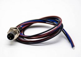 M8焊接式航空插座直式公頭后鎖板3芯焊線0.2M