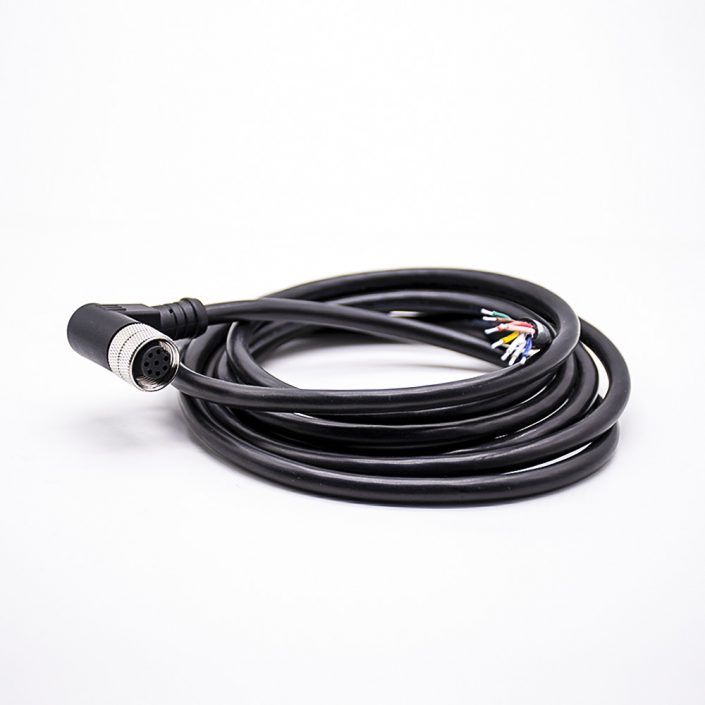 32 (4) M12連接器8芯A型母彎頭不帶屏蔽注塑線2M