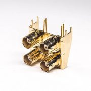 4-holes-bnc-connector-right-angled-female-through-hole-pcb-mount-gold-plating(4) 鍍金BNC接口母頭彎式插板接PCB板50歐姆