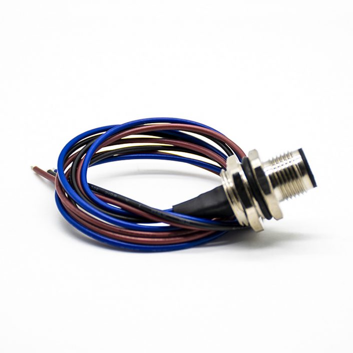 48 (7) M12 A型編碼連接器3芯直式公插座后鎖板防水板端焊線0.5M