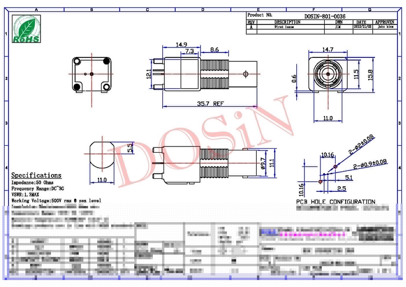 bnc 連接器 壓電 90度白色塑膠外殼絕緣母頭 PCB