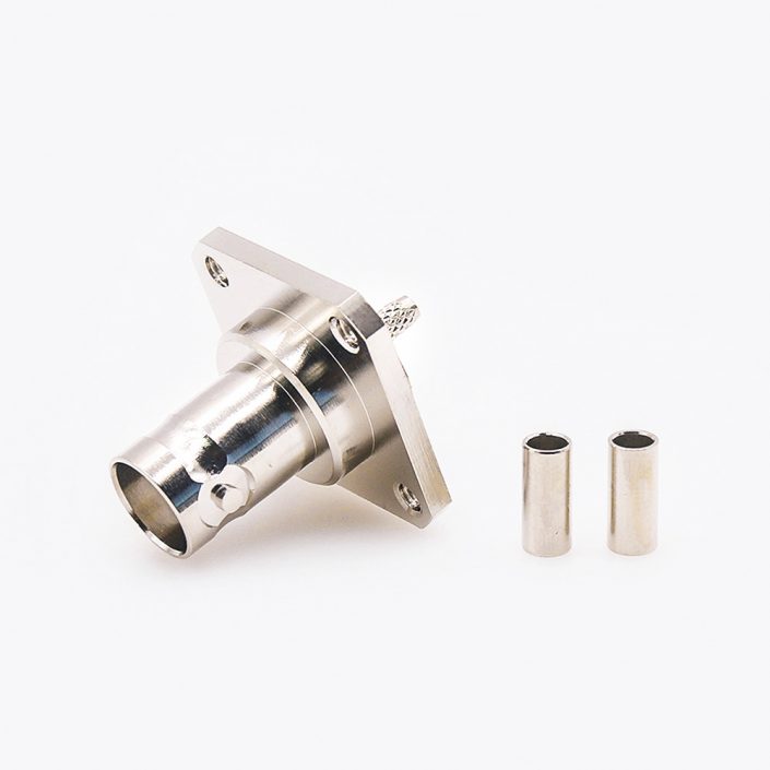 EB-001-0305 用于RG174/RG316接線的BNC連接器母頭直式面板安裝4孔法蘭壓接