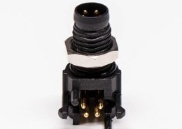 M8插板插座彎頭PCB板端連接器A型4芯防水公座傳感器