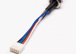 M8接Molex端子連接器B型板端前鎖直式防水5芯公插座轉Molex端子線50CM 24AWG線