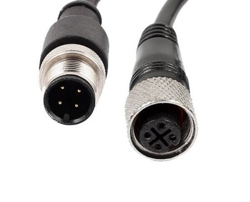 M12線束4芯A編碼防水插頭公轉母1米長線材AWG22不帶屏蔽