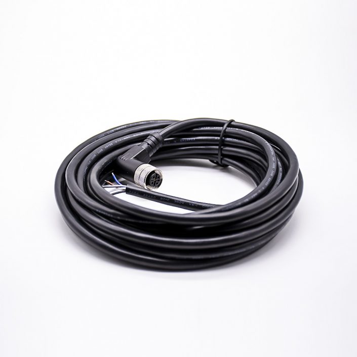 EB-400-2359 M12電纜A扣彎公頭5針帶注塑線5米連接器通訊設(shè)備插頭配件