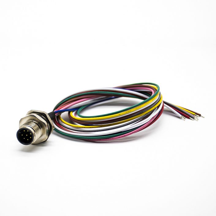 EB-400-2372 防水連接器M12板端焊線0.2M后鎖板A扣8芯直式公插座