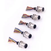 m12 12p panel mount (5) M12傳感連接器 4pin D型板端母座子 前鎖焊線1M AWG22 防水插頭帶屏蔽