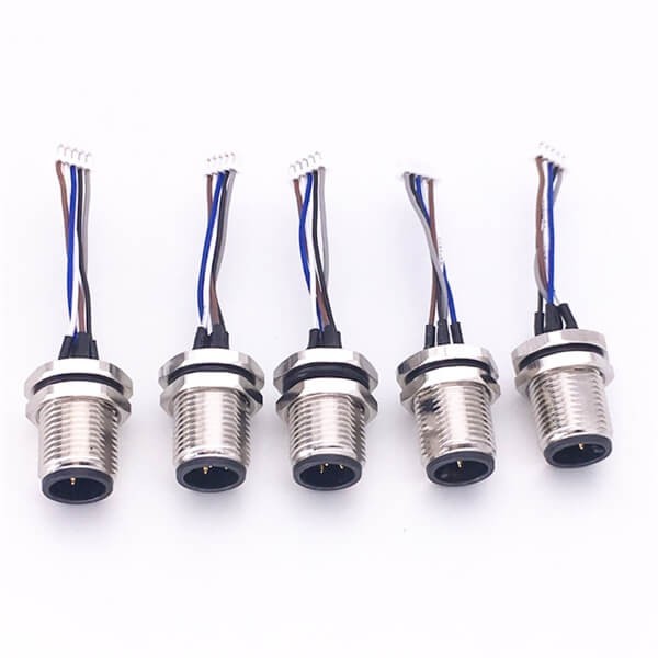 M12 8芯線 A Code 前鎖板焊線座子帶端子線30CM AWG24帶屏蔽