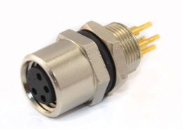 PCB板M8接頭PCB連接器板端后鎖A型4芯防水母插座航空連接器