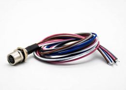 M8防水插座連接器6芯母頭直式防水后鎖板焊線0.2米