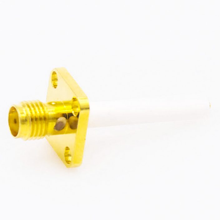 105(10) SMA法蘭連接器4孔PCB安裝焊板母頭直式