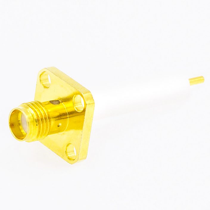 116(9) PCB安裝SMA連接器焊板母頭直式4孔法蘭