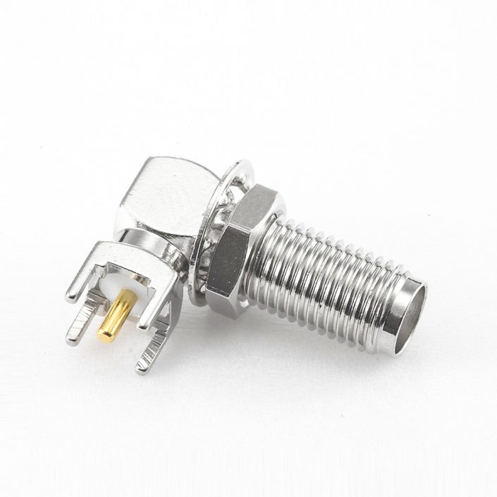 197(7) SMA母頭PCB面板安裝連接器前鎖穿墻彎插