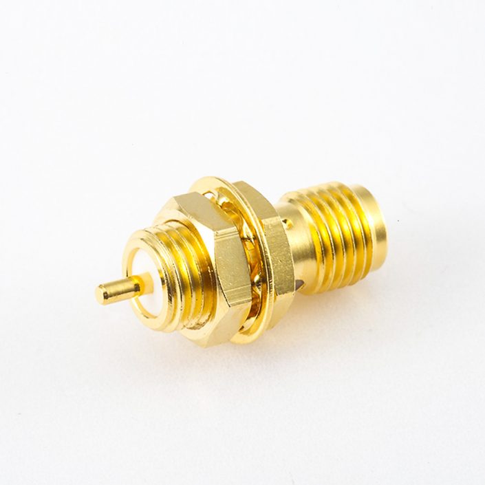 231(7) 后鎖穿墻SMA連接器母頭直式PCB安裝焊板