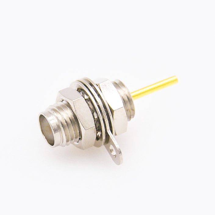 2(7) SMA射頻同軸直式母頭后鎖穿墻連接器PCB安裝帶螺母接地焊板