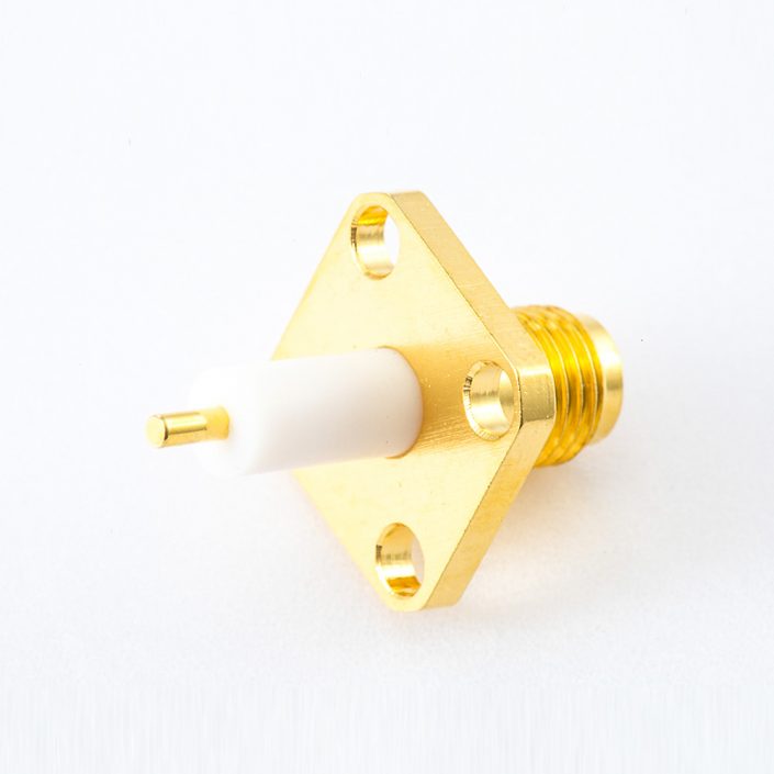 272(8) PCB安裝焊板SMA連接器母頭型直式板安裝4孔法蘭