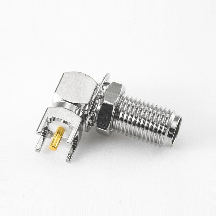 286(7) SMA母頭連接器彎式PCB安裝插孔前鎖穿墻