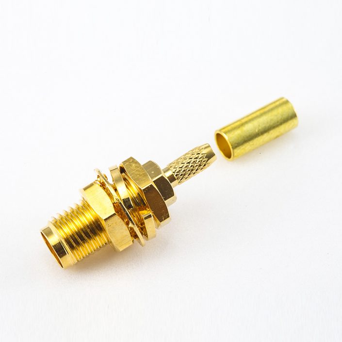 299(7) RG174 / RG316 / LMR100 SMA連接器母頭直式面板安裝前鎖穿墻壓接類型