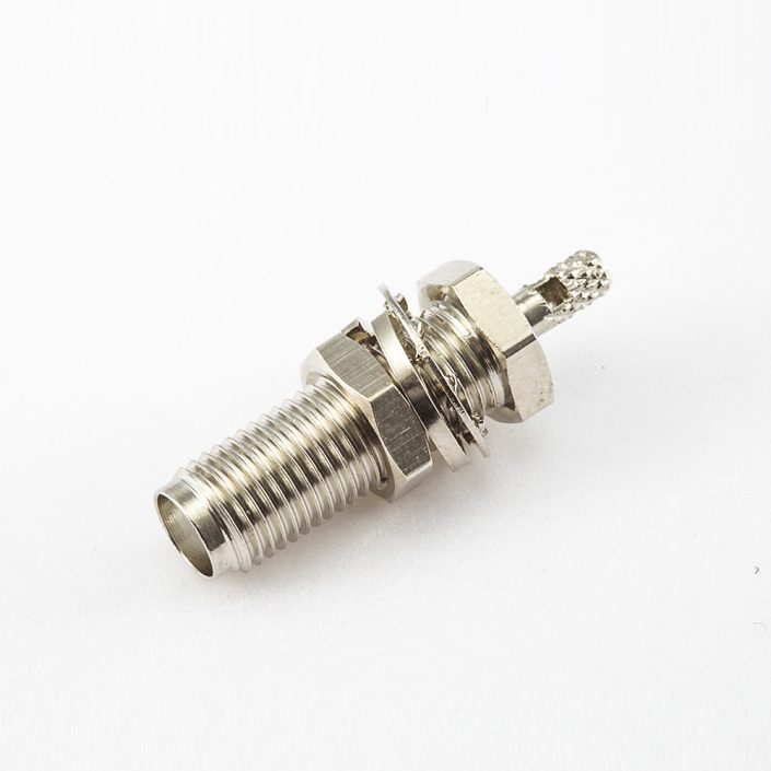 318(7) SMA連接器母頭直式前鎖穿墻開天窗壓接式用于RG174 / RG316 / LMR100