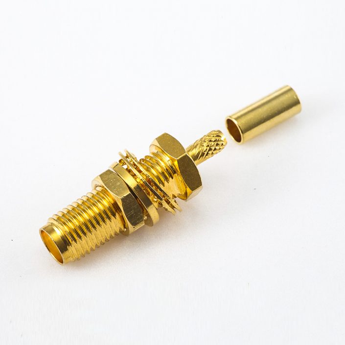 335(7) SMA面板安裝前鎖穿墻母頭連接器直式壓接用于RG178 / 1.37mm / 1.45mm