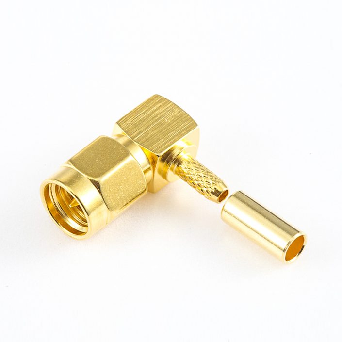 407(8) RG174 / RG316 / LMR100壓接型SMA連接器公頭彎式接線