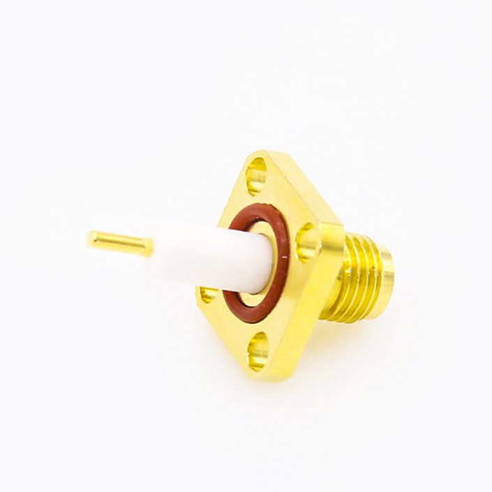 42(8) 防水SMA連接器母頭直式4孔法蘭PCB安裝焊板