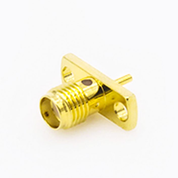 57(9) SMA面板連接器母頭直式2孔法蘭焊板用于PCB安裝