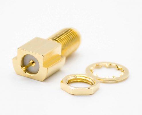 SMA射頻連接器直式標(biāo)準(zhǔn)母頭貼片式鍍金面板安裝