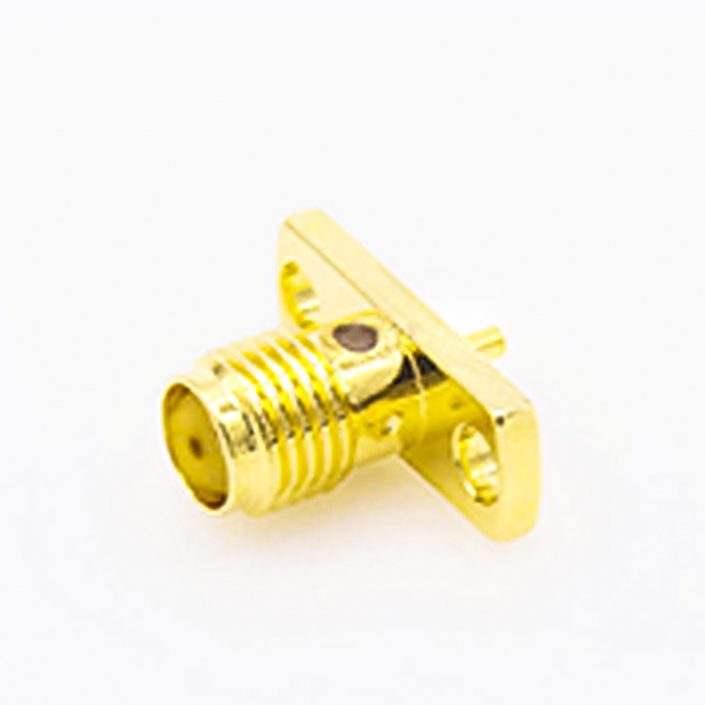 63(7) 面板安裝SMA直式母頭連接器2孔法蘭焊板用于PCB安裝