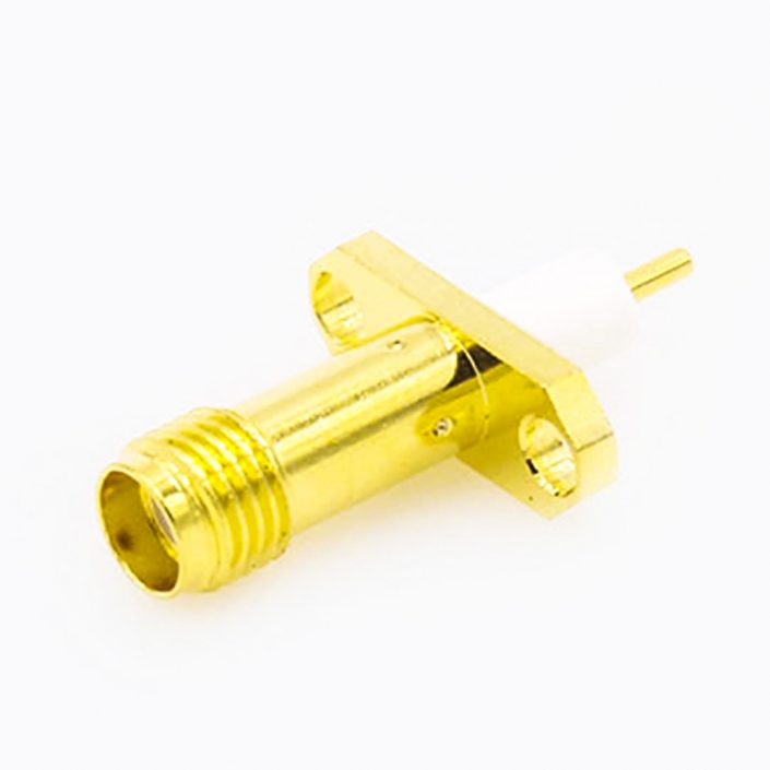 65(8) SMA面板母頭連接器直式2孔法蘭焊板用于PCB安裝