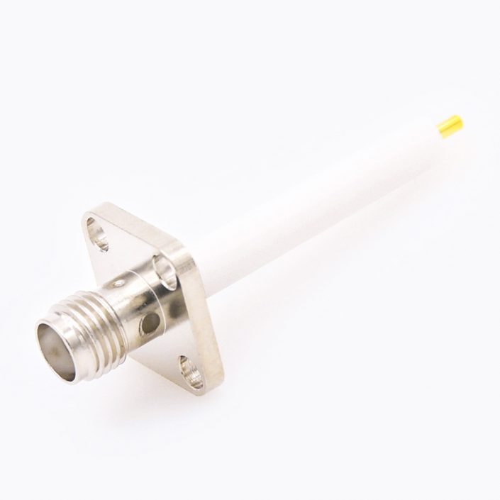 69(7) SMA面板連接器母頭直式焊板用于PCB安裝4孔法蘭