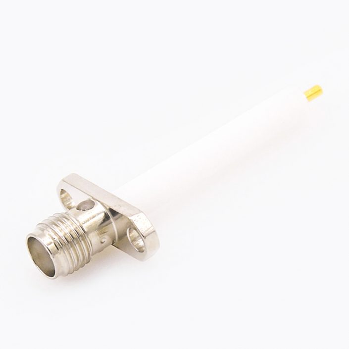 70(7) SMA連接器母頭直式面板安裝焊板用于PCB安裝2孔法蘭