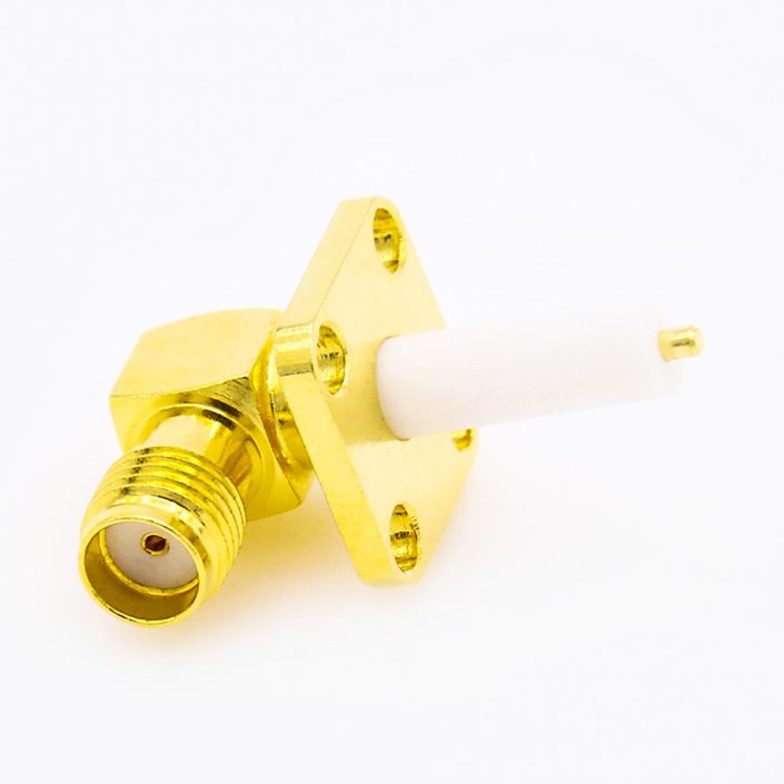 73(9) SMA 4孔法蘭PCB安裝焊板母頭彎式連接器