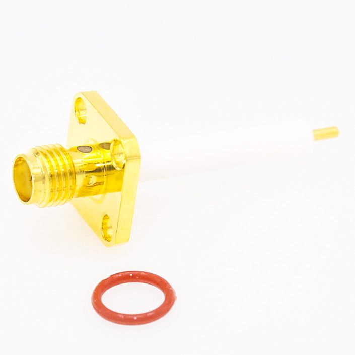 80(9) 密封SMA連接器防水母頭直式4孔法蘭PCB安裝焊板