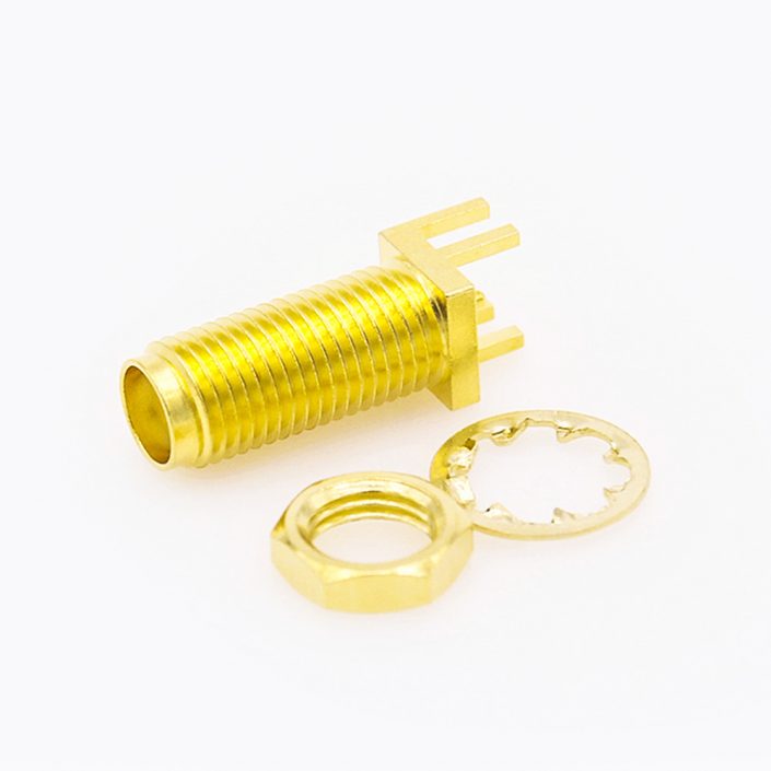 8(7) SMA直式連接器母頭直式PCB板卡板前鎖穿墻